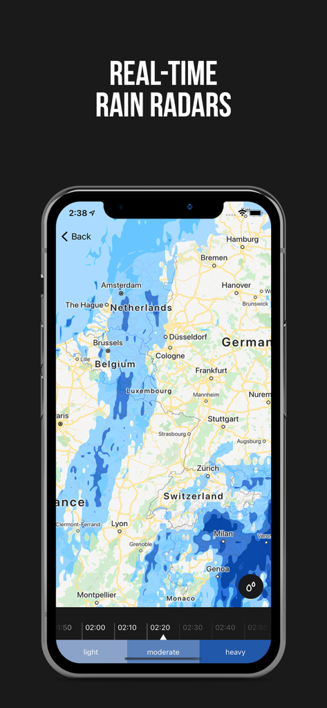 Carte de précipitations en temps réel et radar de pluie sur l'application MeMeteo
