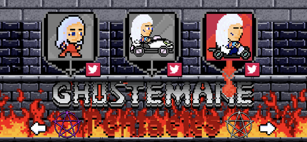 Ghostemane Pentacles - Ghostemane Pentacles game menu showing character selection with pixel art graphics and gothic themes