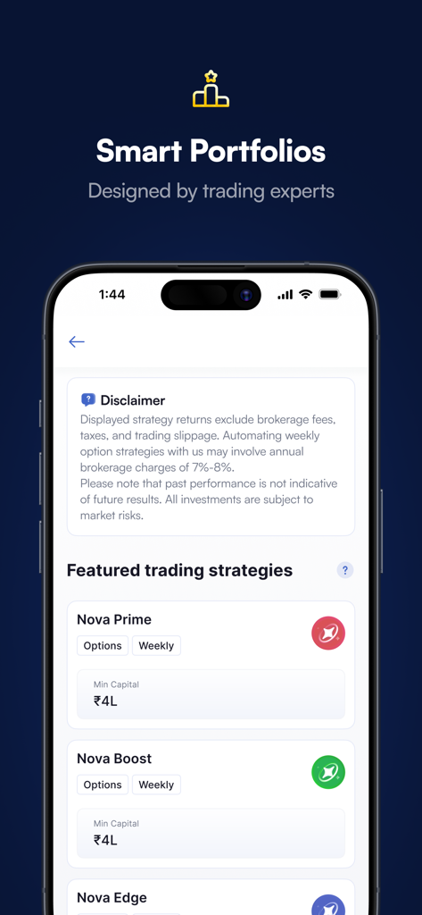 marketfeed - Marketfeed app screen displaying smart portfolios and featured trading strategies