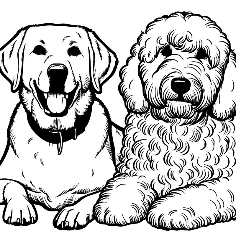realistic dog lab and sheepadoodle