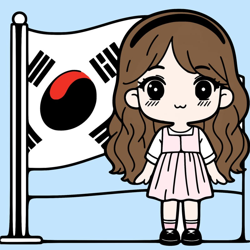 south korean flag with a girl