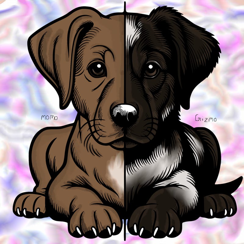 realistic dog split picture