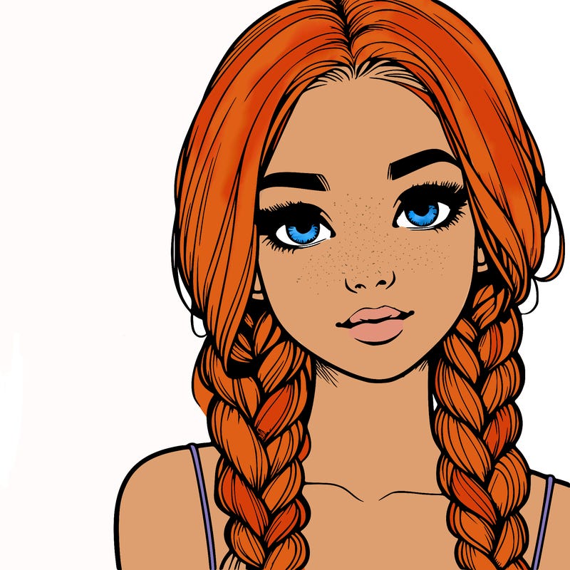 realistic girl with braids