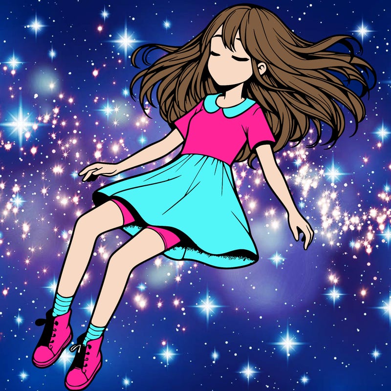 realistic girl floating