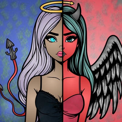 devil vs angel realistic girl