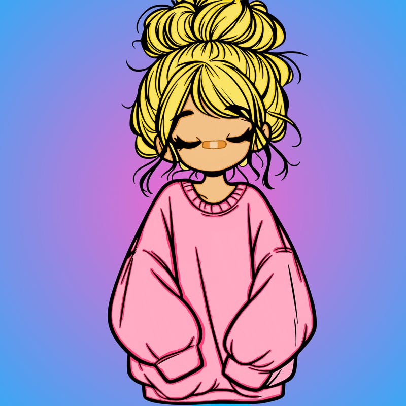 girl with baggy sweatshirt and messy bun