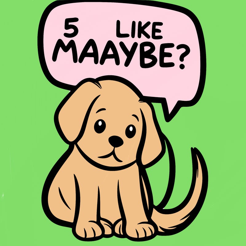 a puppy that says 5 like maybe