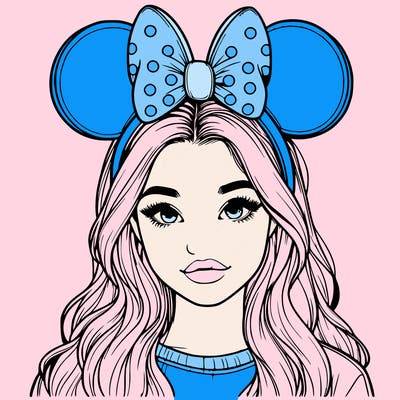 aesthetic realistic girl wearing mickey mouse ears