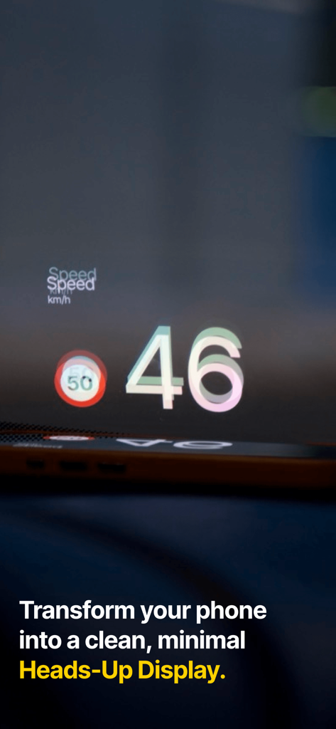 NordHUD - Heads-Up Display - Minimalist heads-up display reflecting speed and speed limits onto a car windshield
