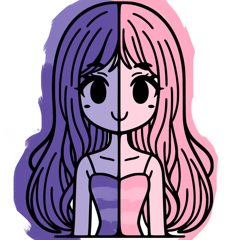 split girl with long hair