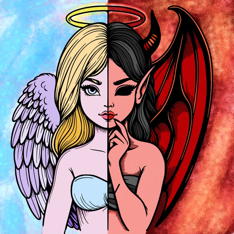 realistic angel half demon