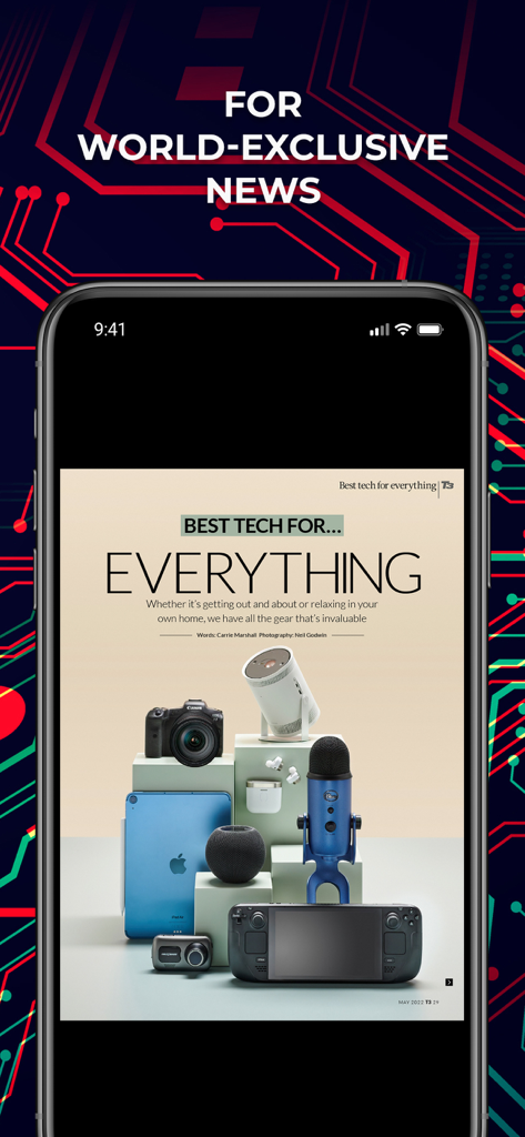 T3 Magazine digital edition showcasing a curated selection of premium technology gadgets.