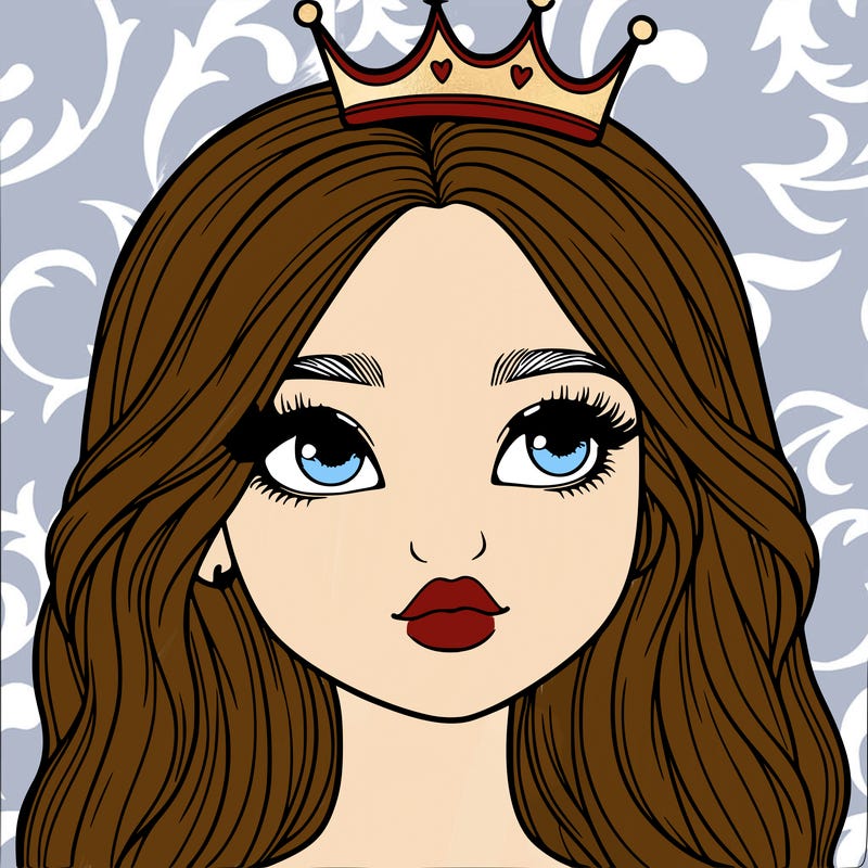 a realistic girl with a crown on