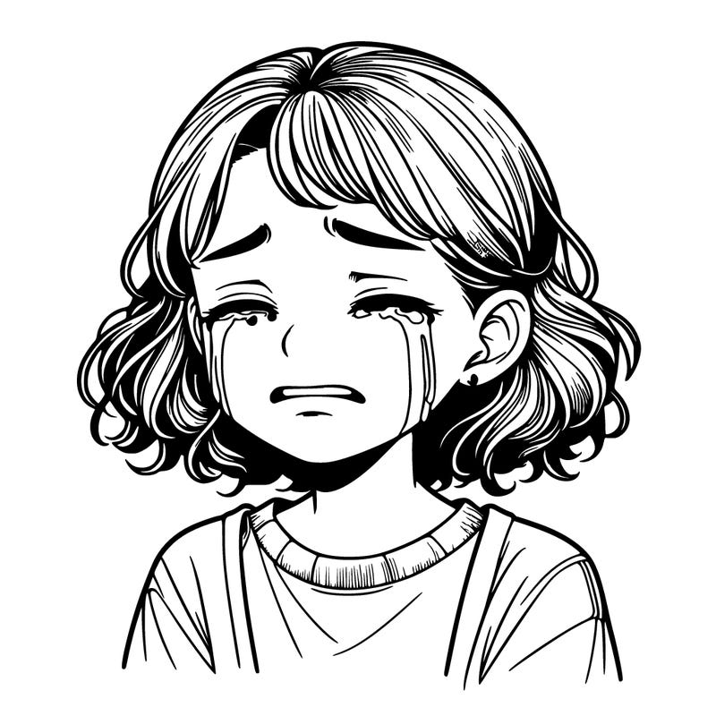realistic picture of a girl crying