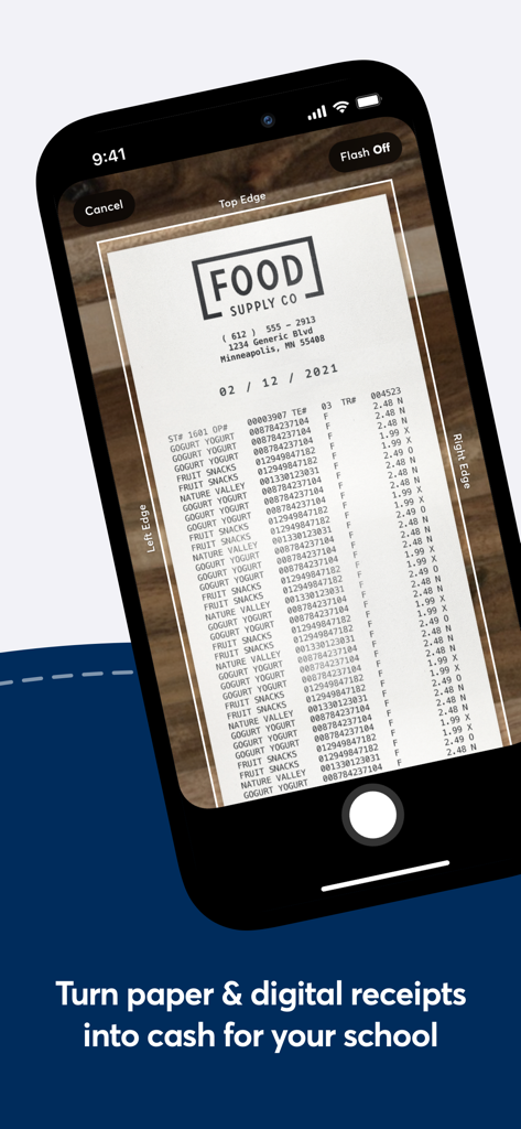 Box Tops for Education™ - A smartphone scanning a paper receipt to earn cash for schools