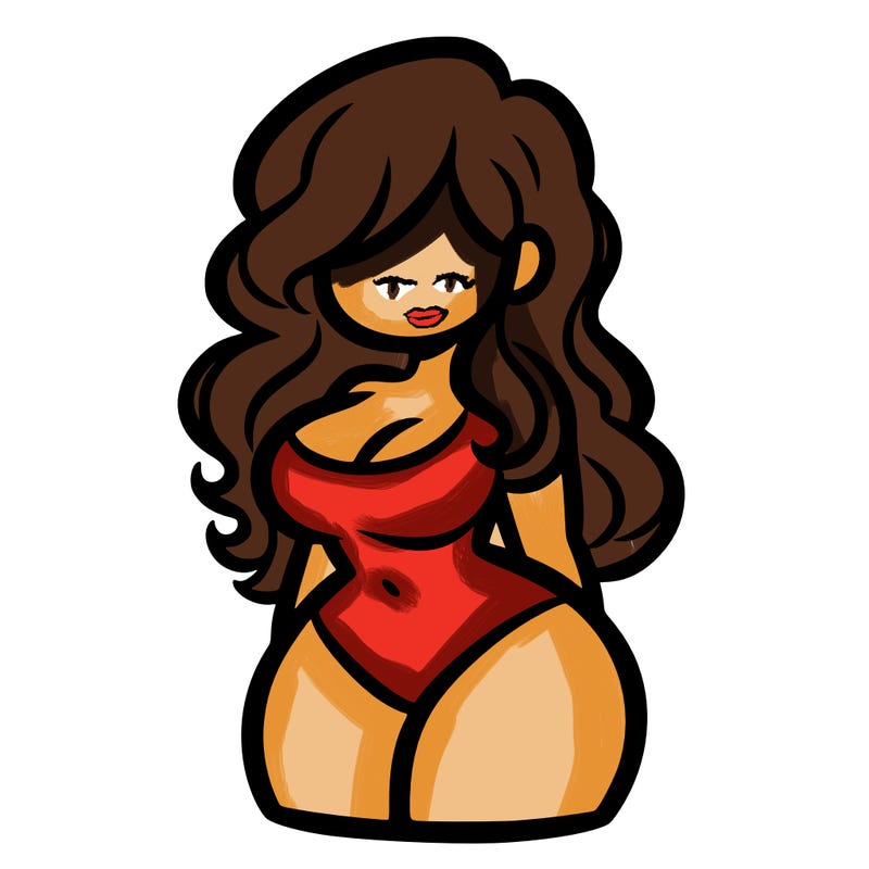 curvy woman with hair