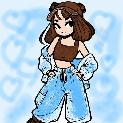 girl in crop top and baggy pants