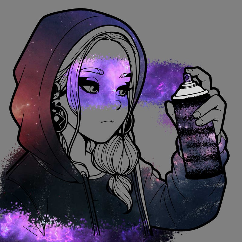 a realistic girl, spray painting