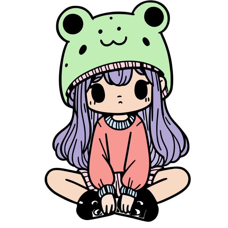 a girl wearing a frog hat and some frog socks