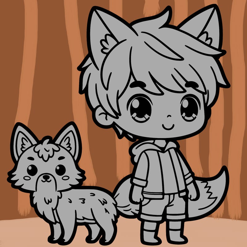 boy with wolf ears and tail