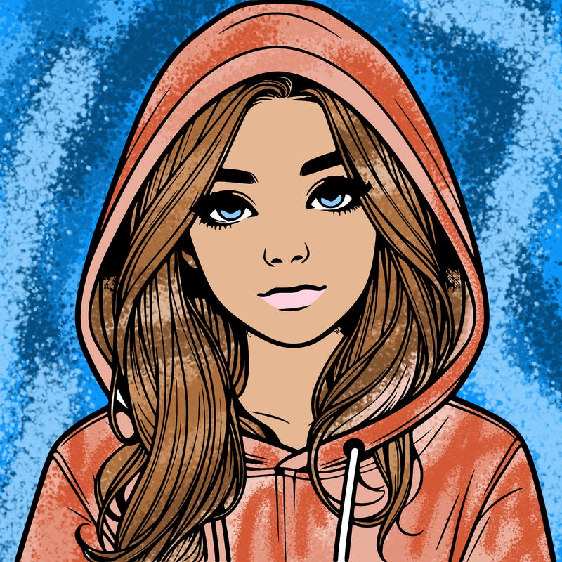 realistic girl with a hoodie