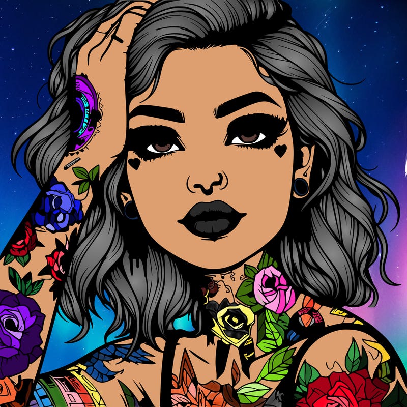 realistic girl with tattoos all over