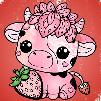 cute strawberry cow