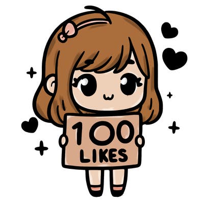 cute girl holding up a sign that says 100 likes