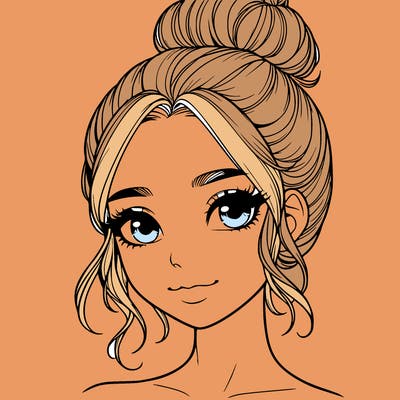 realistic pretty girl with hair in bun