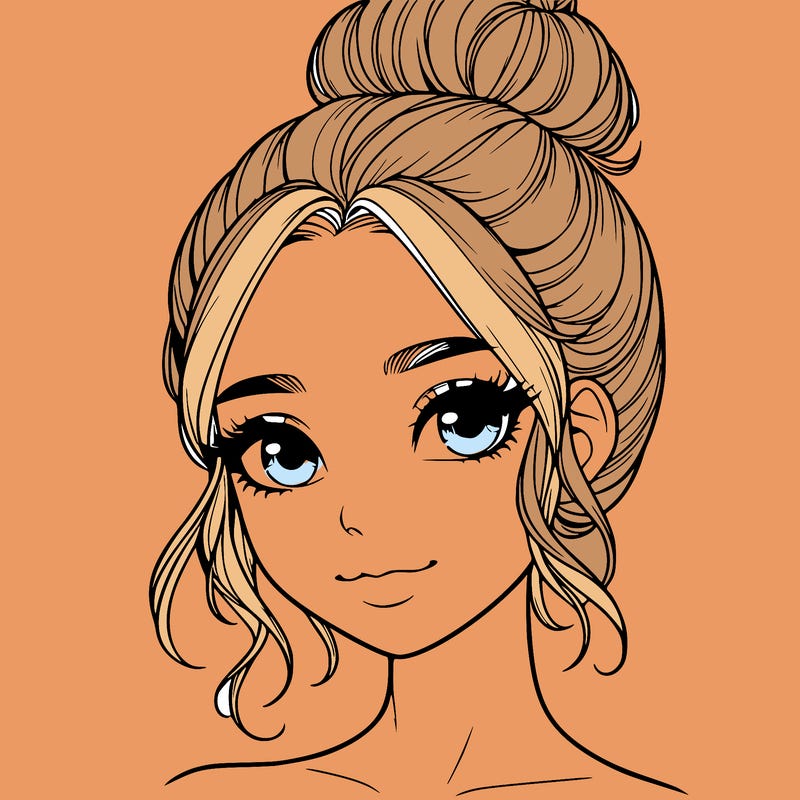 realistic pretty girl with hair in bun