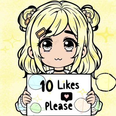 a girl with a sign saying 10 likes please