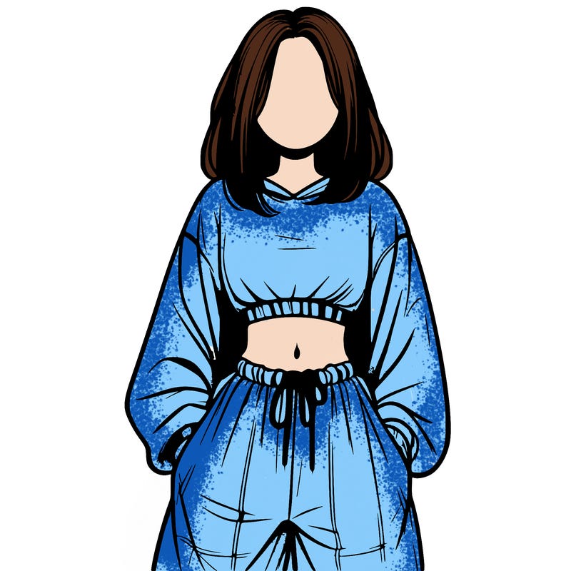 realistic girl faceless with baggy pants and a crop top