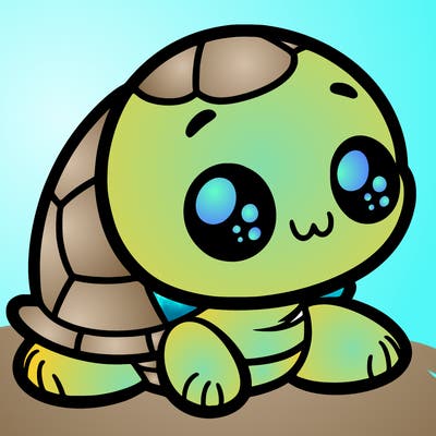 cute little animated turtle