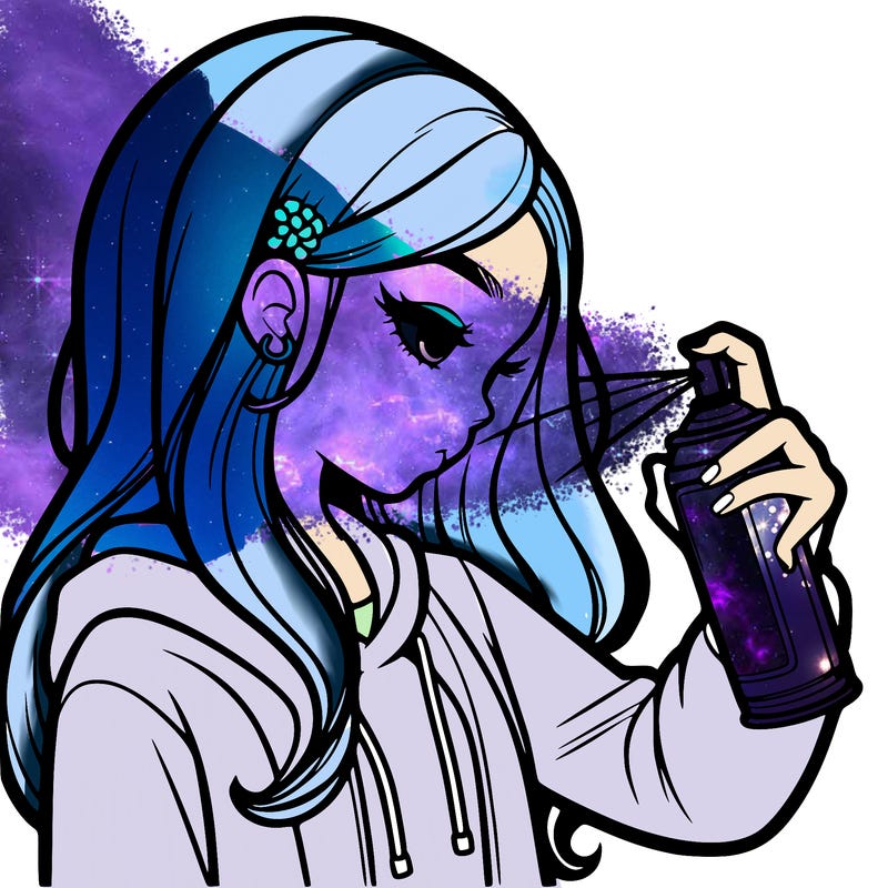 a realistic girl spray painting