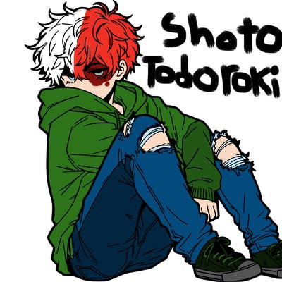 a male hoddie ripped jeans messy hair anime