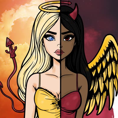 devil vs angel realistic girl