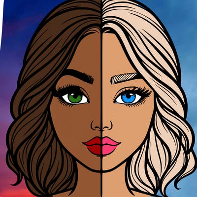 realistic girl split half