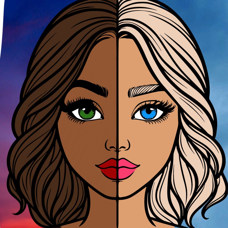 realistic girl split half