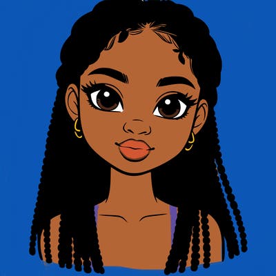 a realistic black girl with braids