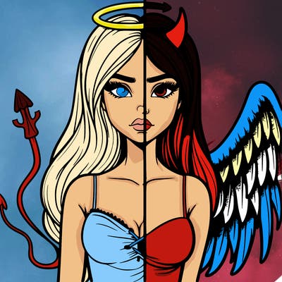 devil vs angel realistic girl