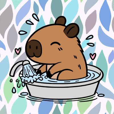 capybara taking a bath
