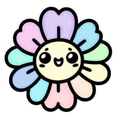 flower with cute smiley face