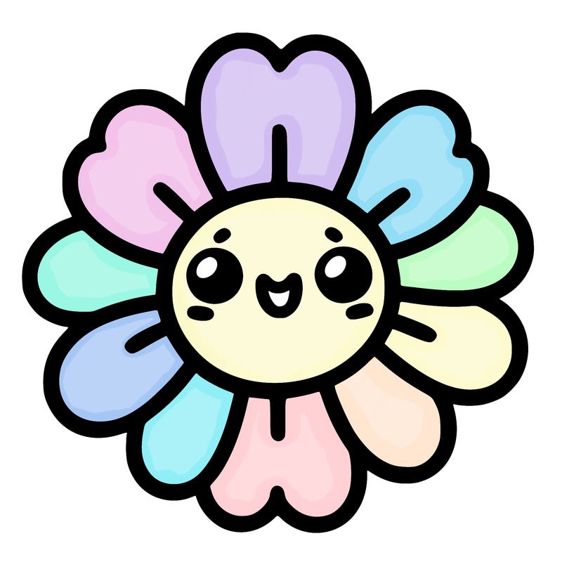 flower with cute smiley face