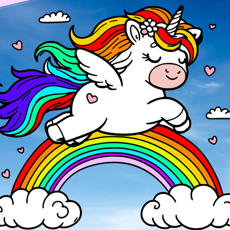 pink fluffy unicorns dancing on rainbows