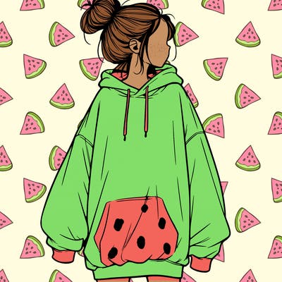 realistic girl with a oversized sweatshirt on and a bun