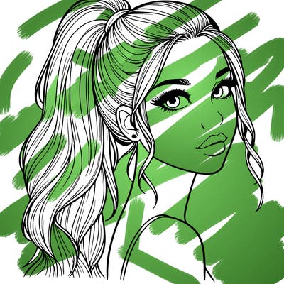 realistic pretty girl with high pony tail