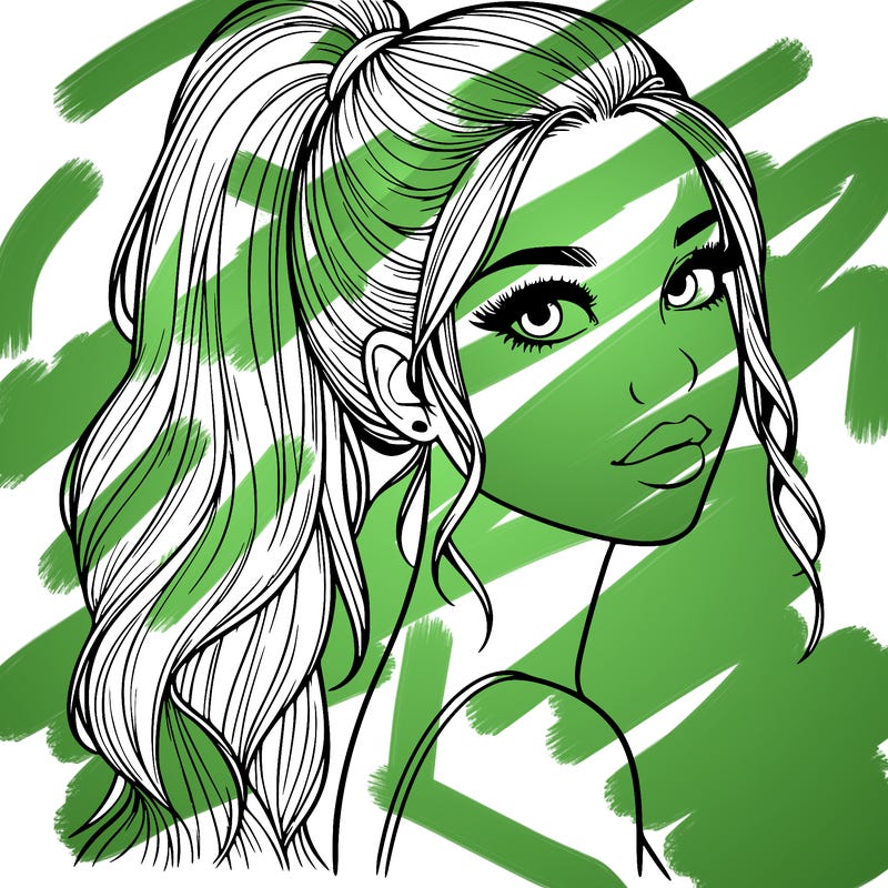 realistic pretty girl with high pony tail