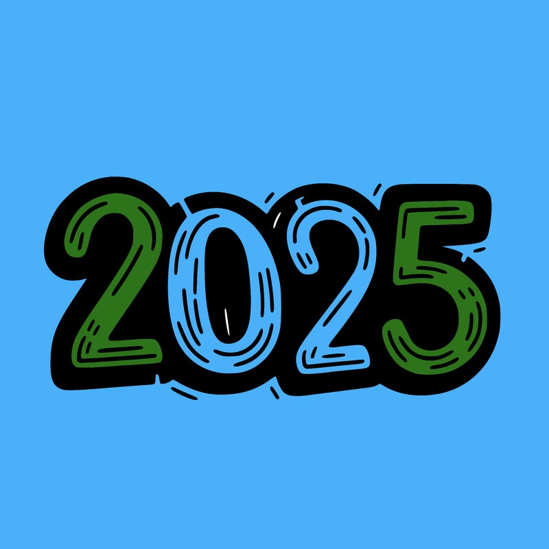 one line scrawled numbers sketch design “2025”