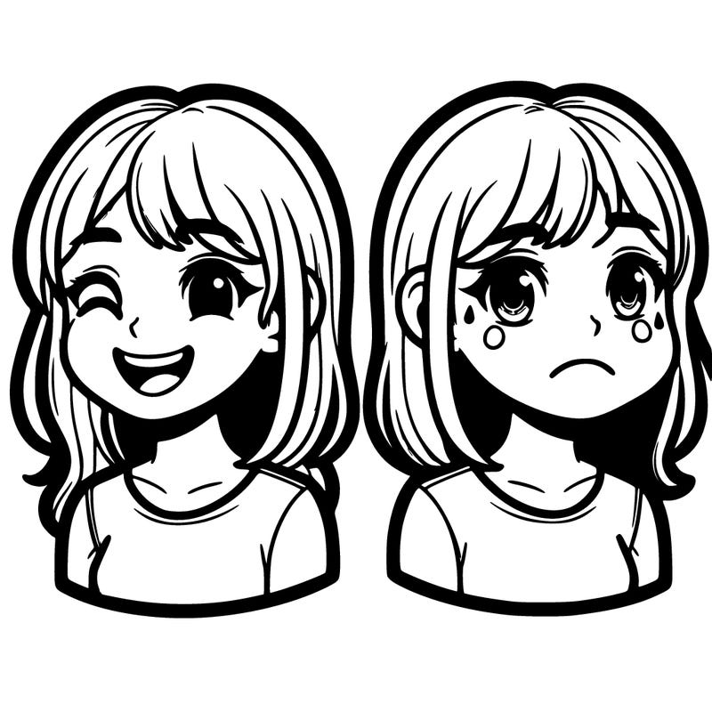 two girls one happy one sad realistic