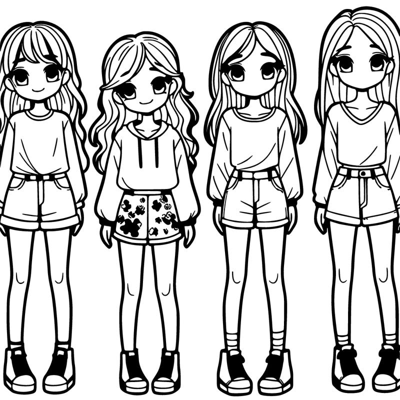 four girls at different heights